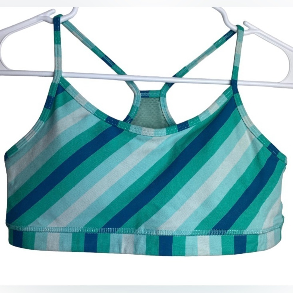 Lululemon Athletica Striped Blue and Green Sports Bra | Size 4